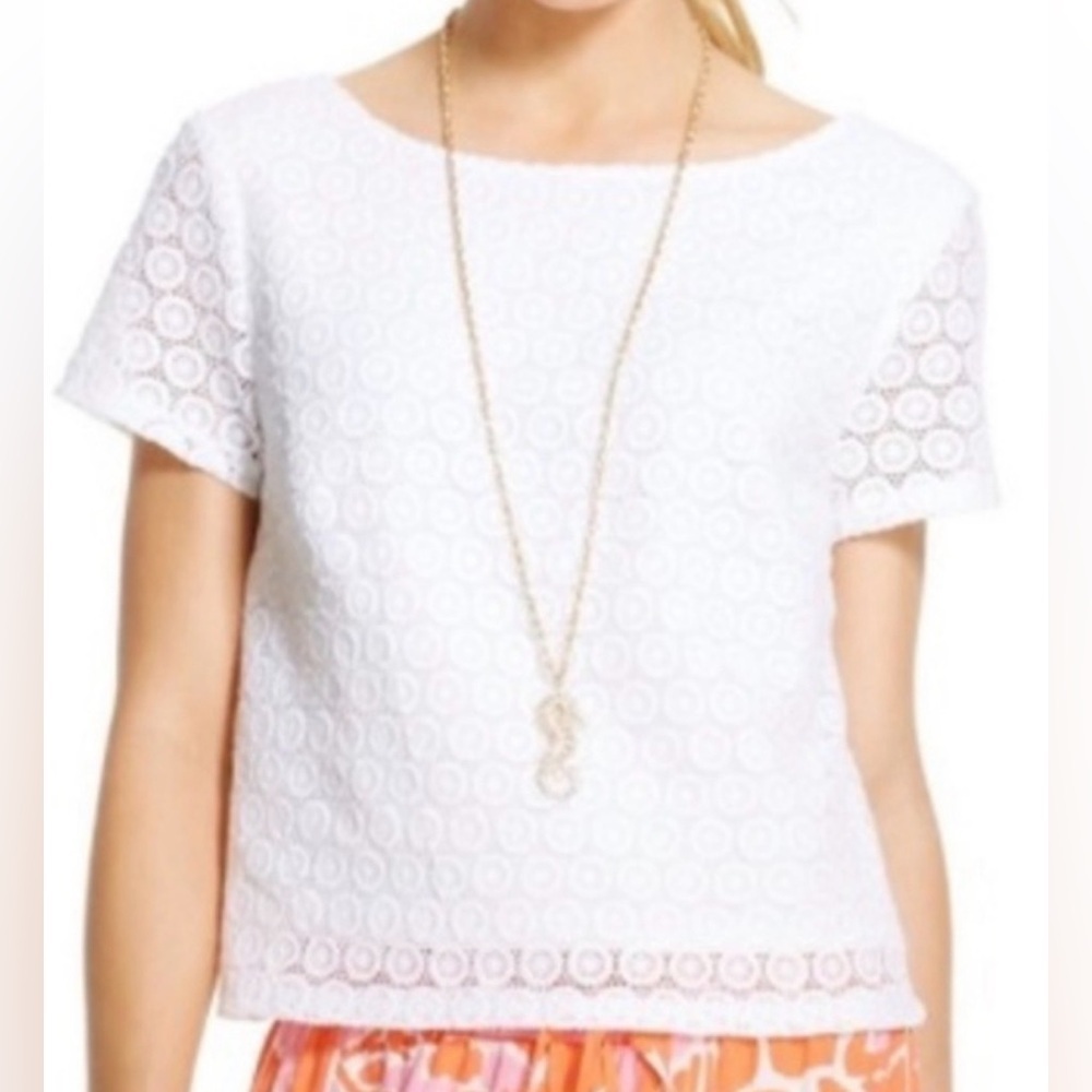 Lilly Pulitzer for Target White Crochet Top Scoop Back Size S